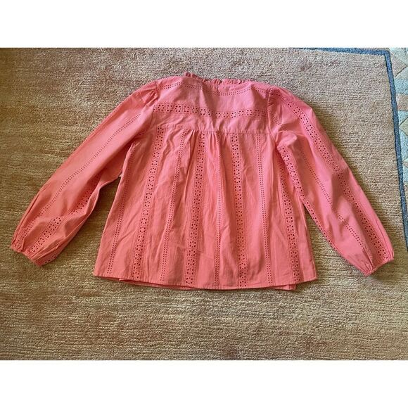 Time and Tru Coral Eyelet Long Sleeve Blouse Women’s Size M - Picture 9 of 9
